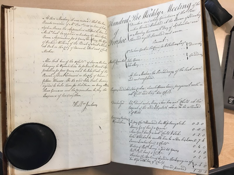 Forehoe Hundred - House of Industry Minute Book 1807-1809 p18-19 image 1 Forehoe Hundred - House of Industry Minute Book 1807-1809 p18-19 image 1