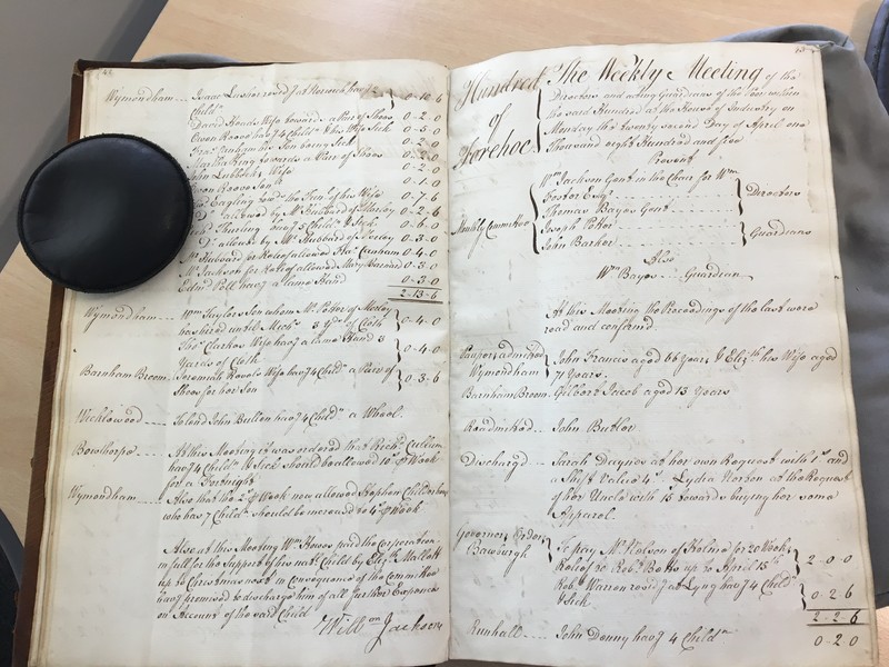 Forehoe Hundred - House of Industry Minute Book 1805-1807 p42-43 image 1