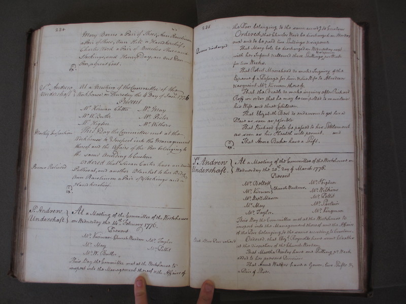 St Andrew Undershaft - Workhouse Minute Book 1748-1780 p234-235 image 1 St Andrew Undershaft - Workhouse Minute Book 1748-1780 p234-235 image 1