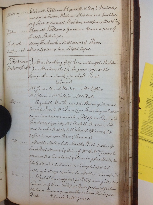 St Andrew Undershaft - Workhouse Minute Book 1780-1801 p135 image 1 St Andrew Undershaft - Workhouse Minute Book 1780-1801 p135 image 1