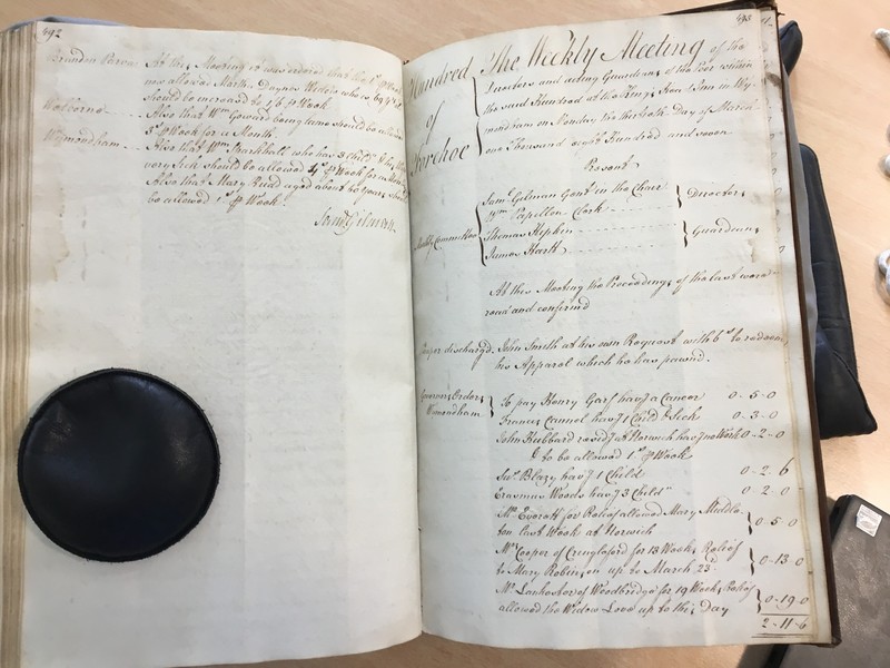 Forehoe Hundred - House of Industry Minute Book 1805-1807 p492-493 image 1