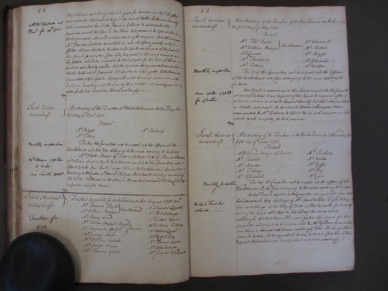 St Andrew Undershaft - Workhouse Minute Book 1748-1780 p22-23 image 1 St Andrew Undershaft - Workhouse Minute Book 1748-1780 p22-23 image 1
