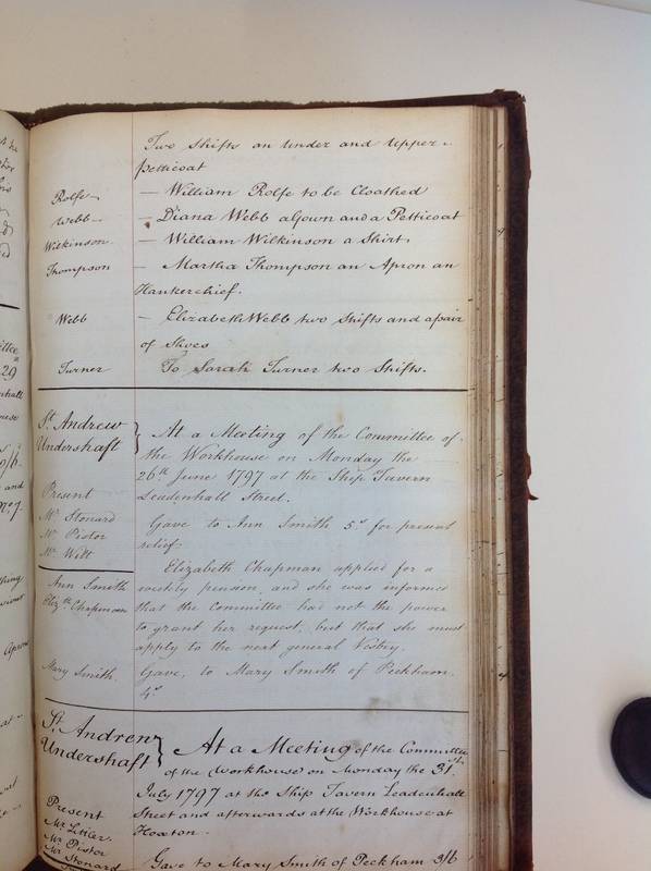St Andrew Undershaft - Workhouse Minute Book 1780-1801 p195 image 1