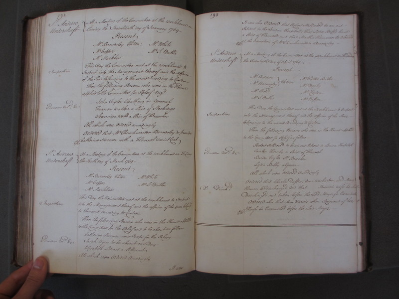 St Andrew Undershaft - Workhouse Minute Book 1748-1780 p192-193 image 1 St Andrew Undershaft - Workhouse Minute Book 1748-1780 p192-193 image 1