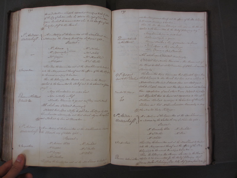 St Andrew Undershaft - Workhouse Minute Book 1748-1780 p190-191 image 1 St Andrew Undershaft - Workhouse Minute Book 1748-1780 p190-191 image 1