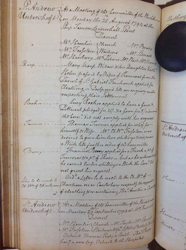 St Andrew Undershaft - Workhouse Minute Book 1780-1801 p162 image 1 St Andrew Undershaft - Workhouse Minute Book 1780-1801 p162 image 1