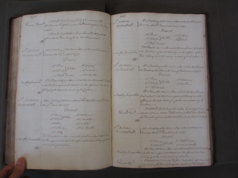 St Andrew Undershaft - Workhouse Minute Book 1748-1780 p206-207 image 1 St Andrew Undershaft - Workhouse Minute Book 1748-1780 p206-207 image 1