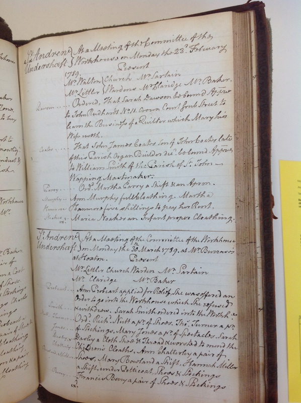 St Andrew Undershaft - Workhouse Minute Book 1780-1801 p109 image 1 St Andrew Undershaft - Workhouse Minute Book 1780-1801 p109 image 1