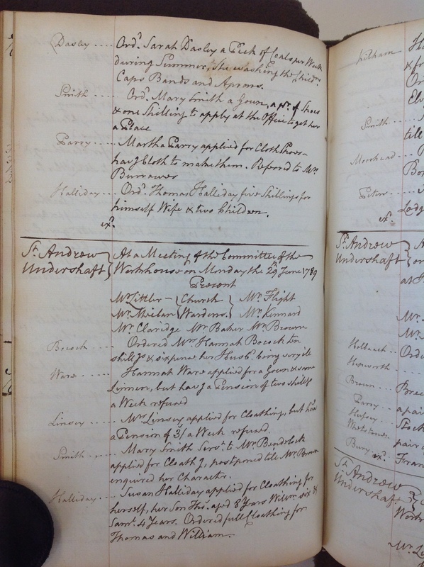 St Andrew Undershaft - Workhouse Minute Book 1780-1801 p112 image 1