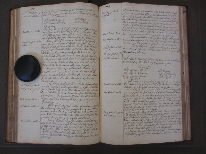 St Andrew Undershaft - Workhouse Minute Book 1732-1748 p108-109 image 1 St Andrew Undershaft - Workhouse Minute Book 1732-1748 p108-109 image 1