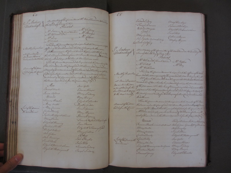 St Andrew Undershaft - Workhouse Minute Book 1748-1780 p64-65 image 1