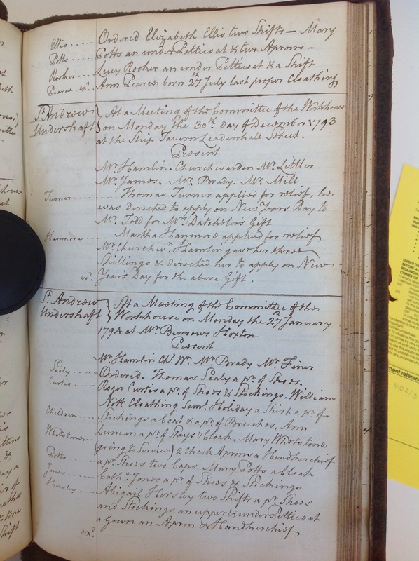 St Andrew Undershaft - Workhouse Minute Book 1780-1801 p155 image 1 St Andrew Undershaft - Workhouse Minute Book 1780-1801 p155 image 1