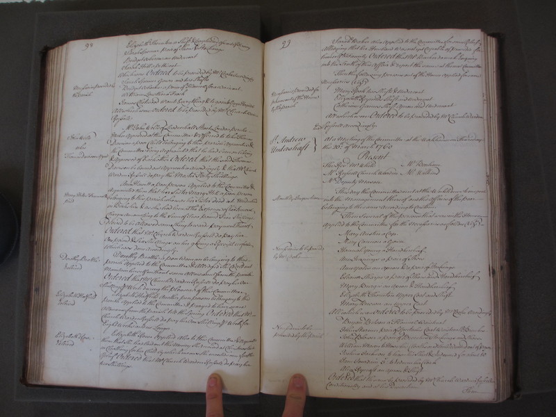 St Andrew Undershaft - Workhouse Minute Book 1748-1780 p98-99 image 1 St Andrew Undershaft - Workhouse Minute Book 1748-1780 p98-99 image 1