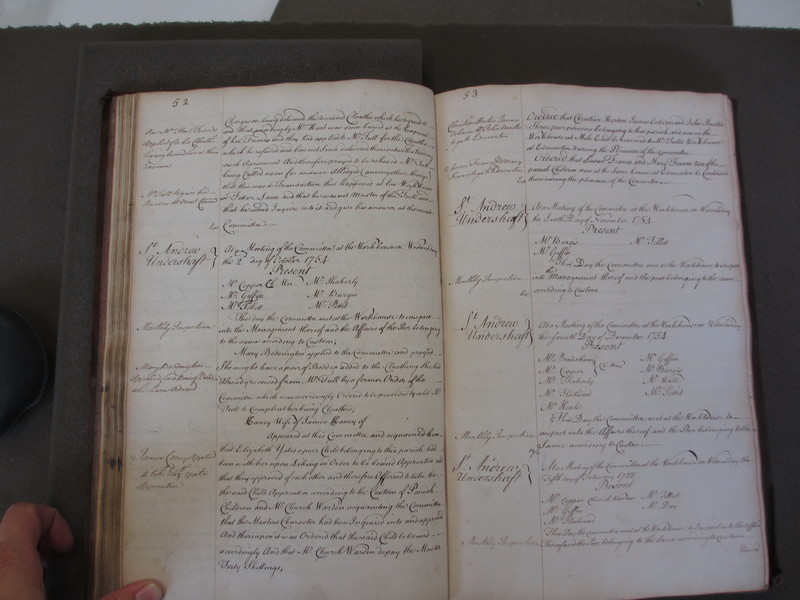 St Andrew Undershaft - Workhouse Minute Book 1748-1780 p52-53 image 1