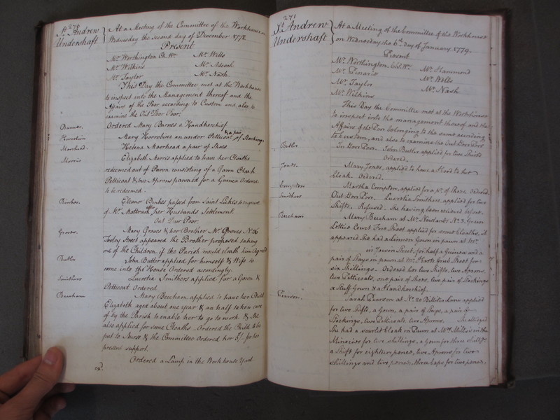 St Andrew Undershaft - Workhouse Minute Book 1748-1780 p270-271 image 1 St Andrew Undershaft - Workhouse Minute Book 1748-1780 p270-271 image 1