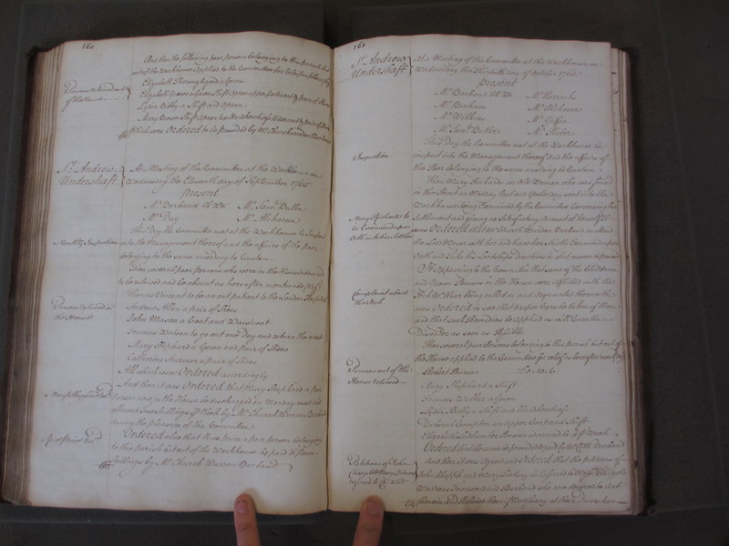 St Andrew Undershaft - Workhouse Minute Book 1748-1780 p160-161 image 1 St Andrew Undershaft - Workhouse Minute Book 1748-1780 p160-161 image 1