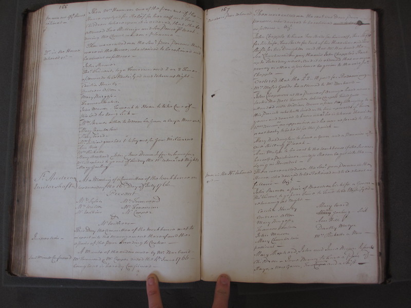 St Andrew Undershaft - Workhouse Minute Book 1748-1780 p166-167 image 1 St Andrew Undershaft - Workhouse Minute Book 1748-1780 p166-167 image 1