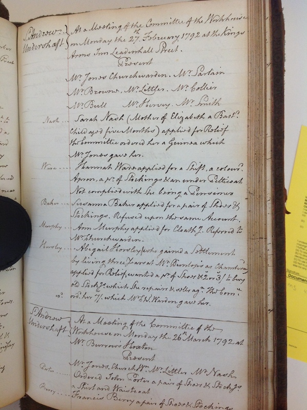 St Andrew Undershaft - Workhouse Minute Book 1780-1801 p139 image 1