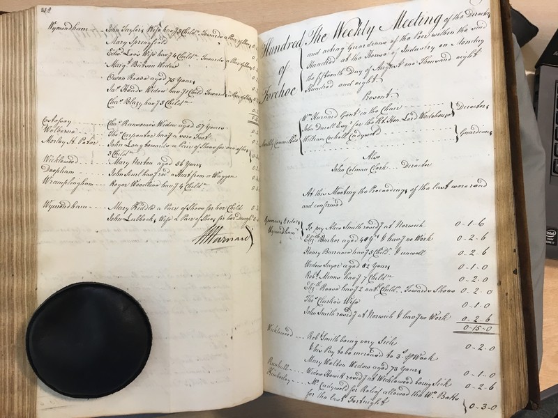 Forehoe Hundred - House of Industry Minute Book 1807-1809 p238-239 image 1