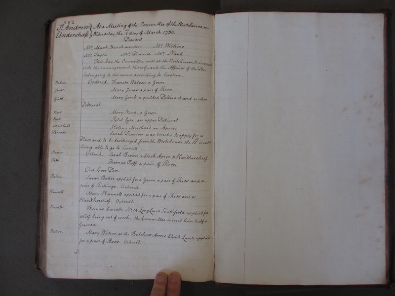 St Andrew Undershaft - Workhouse Minute Book 1748-1780 p282 image 1 St Andrew Undershaft - Workhouse Minute Book 1748-1780 p282 image 1