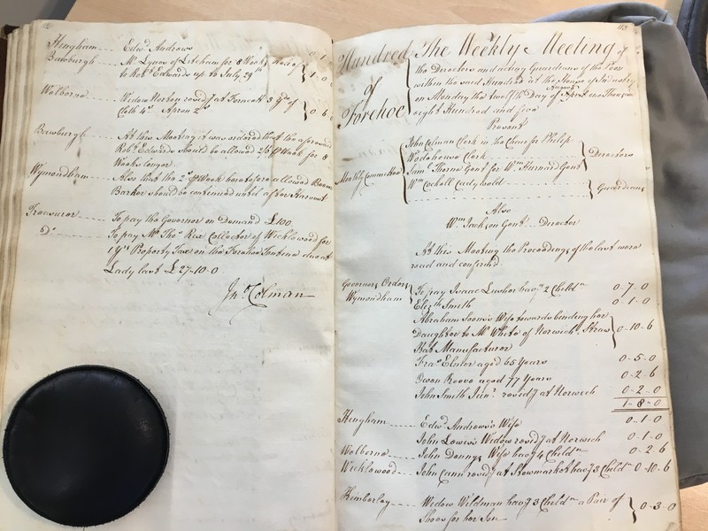 Forehoe Hundred - House of Industry Minute Book 1805-1807 p112-113 image 1 Forehoe Hundred - House of Industry Minute Book 1805-1807 p112-113 image 1