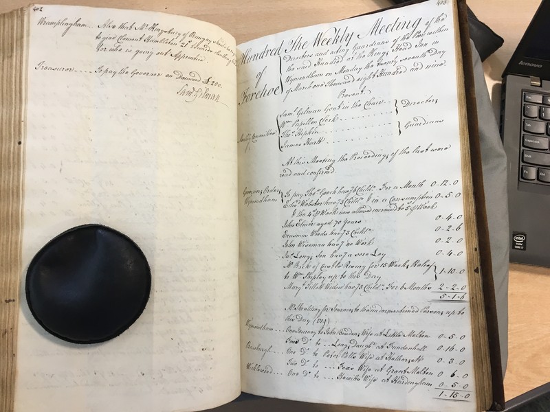 Forehoe Hundred - House of Industry Minute Book 1807-1809 p402-403 image 1 Forehoe Hundred - House of Industry Minute Book 1807-1809 p402-403 image 1