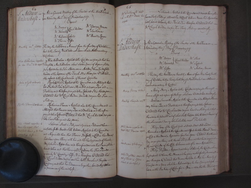 St Andrew Undershaft - Workhouse Minute Book 1732-1748 p64-65 image 1 St Andrew Undershaft - Workhouse Minute Book 1732-1748 p64-65 image 1