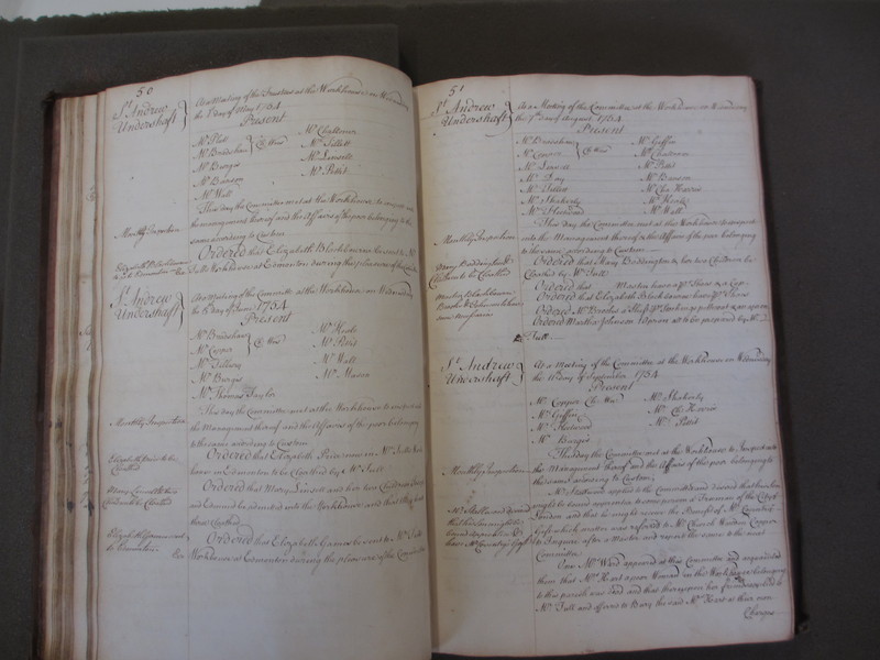 St Andrew Undershaft - Workhouse Minute Book 1748-1780 p50-51 image 1