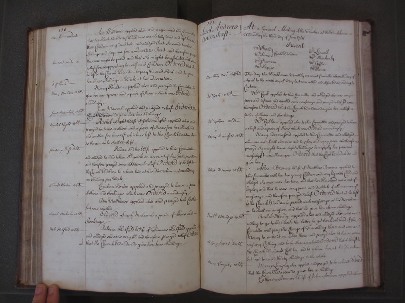 St Andrew Undershaft - Workhouse Minute Book 1732-1748 p120-121 image 1 St Andrew Undershaft - Workhouse Minute Book 1732-1748 p120-121 image 1