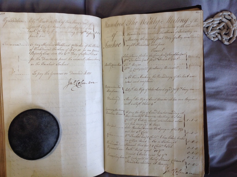 Forehoe Hundred - House of Industry Minute Book 1802-1805 p350-351 image 1 Forehoe Hundred - House of Industry Minute Book 1802-1805 p350-351 image 1