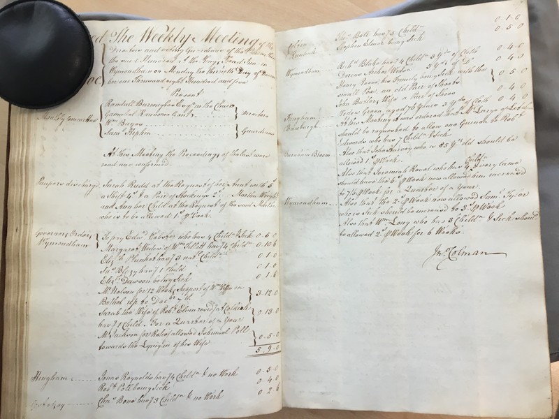 Forehoe Hundred - House of Industry Minute Book 1805-1807 p216-217 image 1