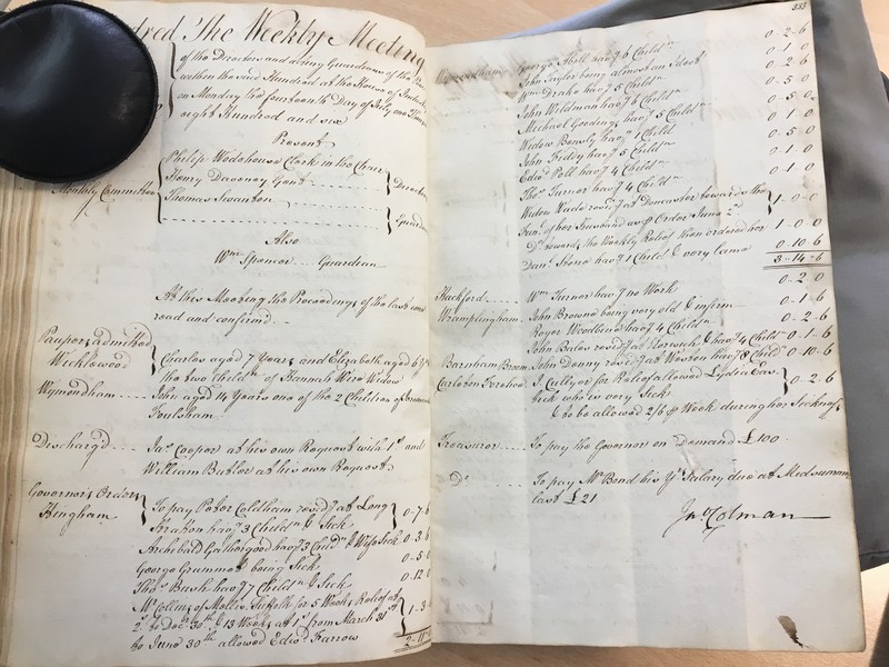 Forehoe Hundred - House of Industry Minute Book 1805-1807 p332-333 image 1 Forehoe Hundred - House of Industry Minute Book 1805-1807 p332-333 image 1