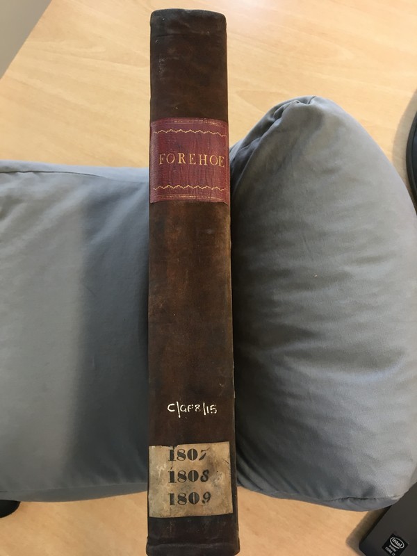 Forehoe Hundred - House of Industry Minute Book 1807-1809 spine image 1