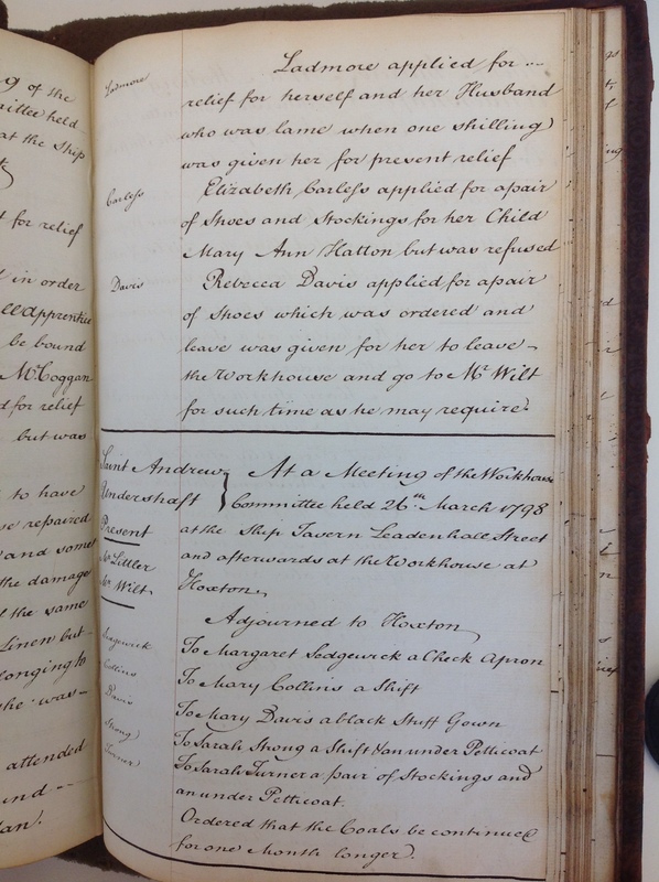 St Andrew Undershaft - Workhouse Minute Book 1780-1801 p213 image 1 St Andrew Undershaft - Workhouse Minute Book 1780-1801 p213 image 1