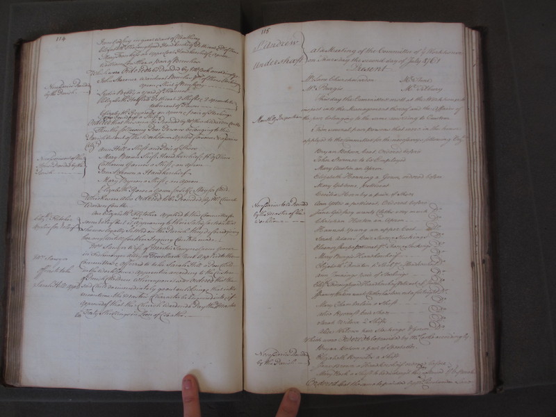 St Andrew Undershaft - Workhouse Minute Book 1748-1780 p114-115 image 1 St Andrew Undershaft - Workhouse Minute Book 1748-1780 p114-115 image 1