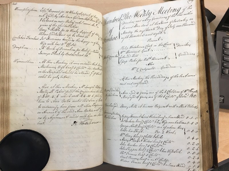 Forehoe Hundred - House of Industry Minute Book 1807-1809 p228-229 image 1