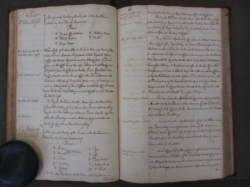 St Andrew Undershaft - Workhouse Minute Book 1732-1748 p60-61 image 1 St Andrew Undershaft - Workhouse Minute Book 1732-1748 p60-61 image 1