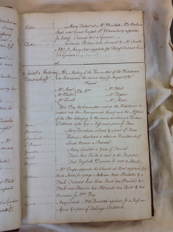 St Andrew Undershaft - Workhouse Minute Book 1780-1801 p7 image 1 St Andrew Undershaft - Workhouse Minute Book 1780-1801 p7 image 1