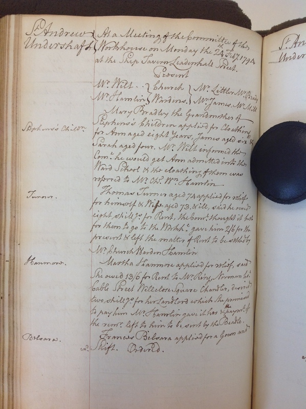 St Andrew Undershaft - Workhouse Minute Book 1780-1801 p156 image 1 St Andrew Undershaft - Workhouse Minute Book 1780-1801 p156 image 1
