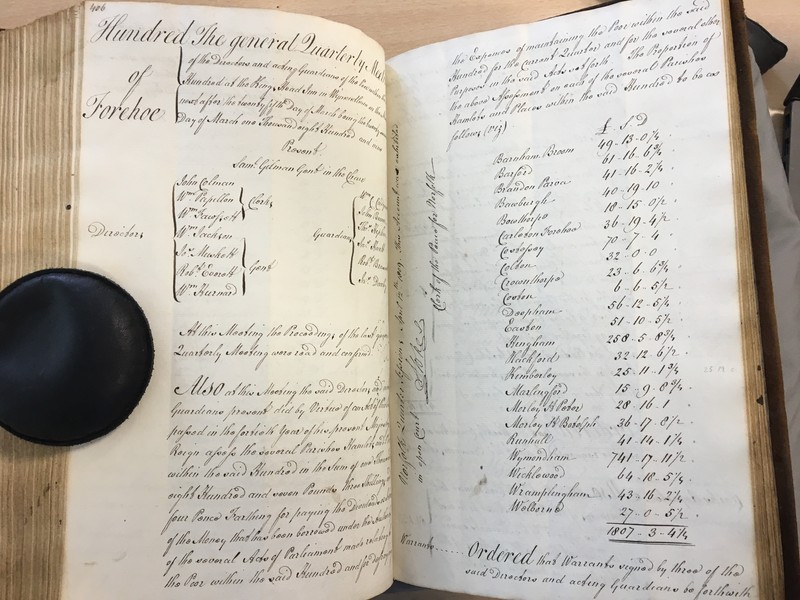 Forehoe Hundred - House of Industry Minute Book 1807-1809 p406-407 image 1 Forehoe Hundred - House of Industry Minute Book 1807-1809 p406-407 image 1