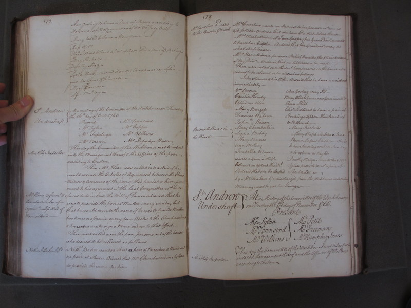 St Andrew Undershaft - Workhouse Minute Book 1748-1780 p172-173 image 1 St Andrew Undershaft - Workhouse Minute Book 1748-1780 p172-173 image 1