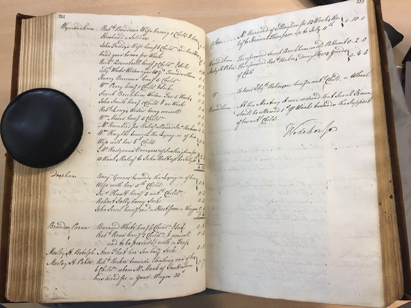 Forehoe Hundred - House of Industry Minute Book 1807-1809 p232-233 image 1