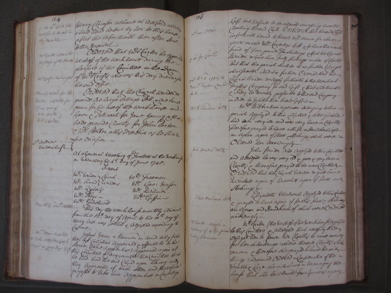 St Andrew Undershaft - Workhouse Minute Book 1732-1748 p104-105 image 1 St Andrew Undershaft - Workhouse Minute Book 1732-1748 p104-105 image 1