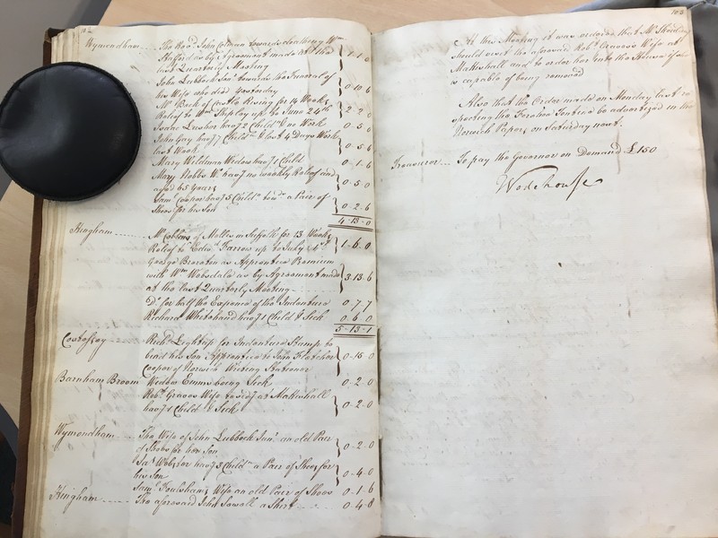 Forehoe Hundred - House of Industry Minute Book 1805-1807 p102-103 image 1 Forehoe Hundred - House of Industry Minute Book 1805-1807 p102-103 image 1