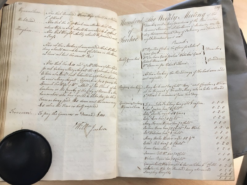 Forehoe Hundred - House of Industry Minute Book 1805-1807 p238-239 image 1