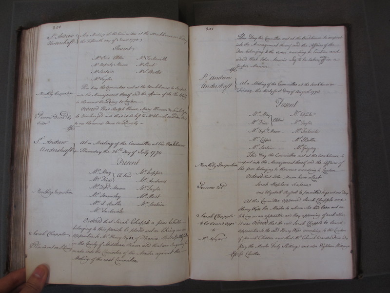 St Andrew Undershaft - Workhouse Minute Book 1748-1780 p200-201 image 1 St Andrew Undershaft - Workhouse Minute Book 1748-1780 p200-201 image 1