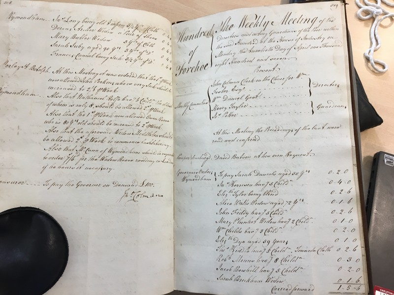 Forehoe Hundred - House of Industry Minute Book 1805-1807 p508-509 image 1