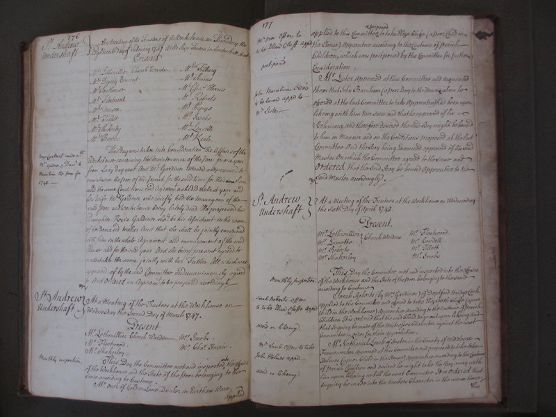 St Andrew Undershaft - Workhouse Minute Book 1732-1748 p176-177 image 1 St Andrew Undershaft - Workhouse Minute Book 1732-1748 p176-177 image 1