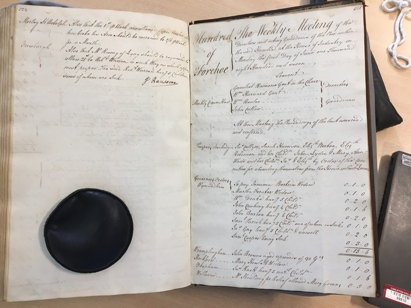 Forehoe Hundred - House of Industry Minute Book 1805-1807 p524-525 image 1