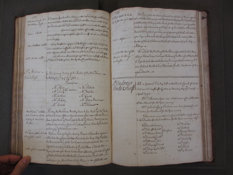 St Andrew Undershaft - Workhouse Minute Book 1732-1748 p132-133 image 1 St Andrew Undershaft - Workhouse Minute Book 1732-1748 p132-133 image 1